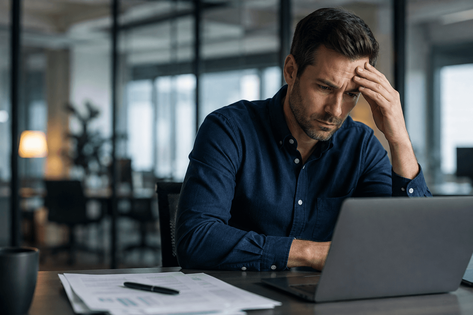 Business owner reviewing financing paperwork